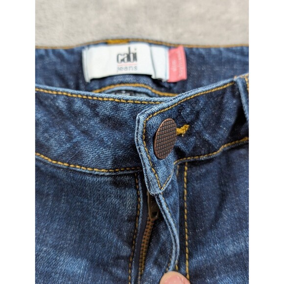 CAbi Slim Boyfriend Jeans Womens 4 Distressed Patch Stretch Blue Denim Casual - Picture 4 of 12